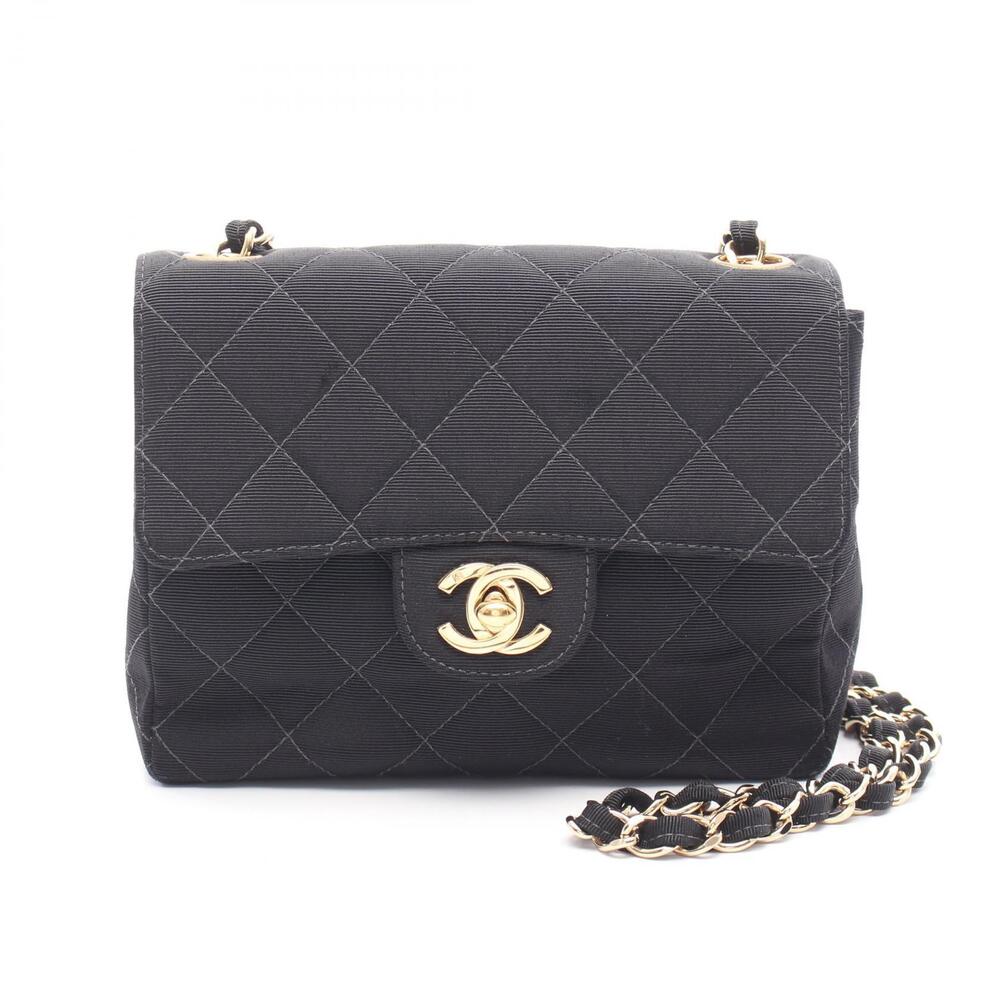 Chanel Matelasse Single Flap Shoulder Bag Canvas Black